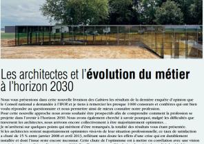 Les architectes et l'évolution du métier 2030