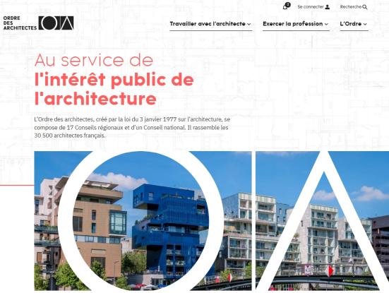 Page d'accueil site de l'Ordre des architectes